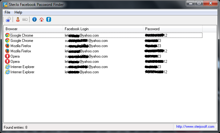 SterJo Facebook Password Finder 1.0 on FileCart